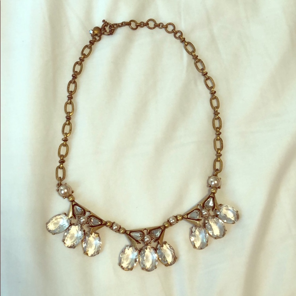 J. Crew antiqued gold necklace w/ imitation pearls